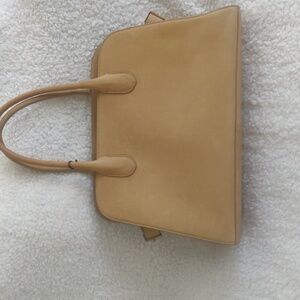 New!Margot New York Genuine Leather Bowling Bag Tote Sand Color Handbag Satchel